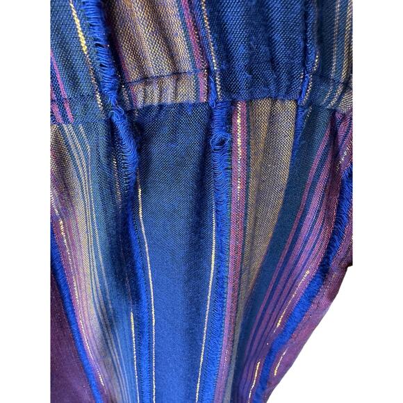 Cleobella Blue Gold Metallic Striped Lois Wide Leg Cropped Jumpsuit Size‎ 8 - Picture 7 of 14
